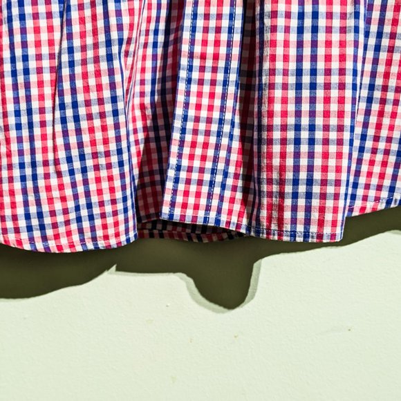Gap mens medium  red white blue gingham patterned button up shirt - Picture 7 of 10